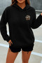 Women's Winter Minimal Leopard Cherry Printed Hooded Kangaroo Pocket Regular Sweatshirt