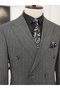 Men's Slim Fit Italian Style Half Lined Striped K Double-Breasted Suit Jacket Pants - Lntcom8384 - 3