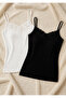 2-Pack Lace Detailed String Strap Tank Top - Soft Textured Clothing Made from Cotton and Modal Blend