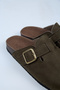 Leon Men's Vegan Leather Buckle Khaki Sabo Slippers - 4