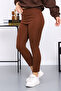 Brown High Waist Fleece-Lined Diver Leggings - 3
