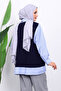 Navy Blue Knitwear Paneled Shirt - 4
