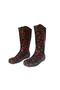 Women's Red Black Floral 35 cm Long Garden Rain Boots Emkk309-210 - 3