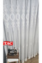 Embroidered Court Damask Living Room Model Style Design Ultra Exclusive 3 Layer Pleated Tulle Curtain - 2