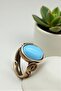 خاتم نحاسي فيروزي قابل للتعديل من النحاس النقي الأصلي ذو جودة عالية - 4