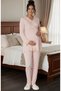 Women's Powder Lace Detailed Long Sleeve Stylish Design Maternity Pajama Set - 5