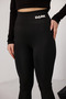 Women's Black Diving Fabric Gathered Effect High Waist Long Printed Leggings - 2