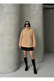Women's Plush Jacket with Mock Neck Pockets - 3
