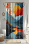 Bathroom Curtain, Red Sunset Patterned Shower Curtain, Bathtub Curtain, with Ring Gift 175X200Cm Bp-42