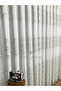 Gray Silver Geo Line Pattern Design 2 Layer Pleated Tulle Curtain