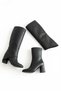 Rapit Black Leather Removable Heel (8 cm Heel Height) Daily Use Boots and Boots