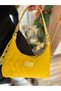 Women's Yellow Quilted Patterned Baguette Shoulder Bag, Hand and Shoulder Bag Suitable for Daily Use - 2