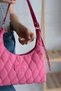 Women's Fuchsia Quilted Patterned Baguette Shoulder Bag, Hand and Shoulder Bag Suitable for Daily Use - 2
