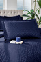 Geometric Double Jacquard Satin Duvet Cover Set Navy Blue - 2