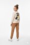 Girl's Capybara Front and Back Printed Brown Sweatshirt Pants Top and Bottom Set - 6