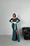 Maxi Balık Slit White Bow Graduation Evening Dress - 3