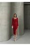Long Sleeve Midi Length Front Slit Stone Print Fabric Graduation Evening Dress - 4