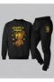 طقم أطفال (سويت شيرت - بنطلون رياضي) برقبة دائرية TEDDY مطبوع 3 Thread Shardonlu