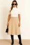 Camel Women's Below-The-Knee Thessaloniki Flared Skirt High Waist Elastic Waistband Daily Loose Comfortable Model