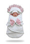 Baby Swaddle with Lace Detail and Bow Tie