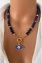 Natural Stone Navy Blue Lapis Stone Gold Plated Eye Pendant for Mother, Lover, Special Day Gift in Gift Box - 3