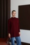 22177 Women's Comfortable Fit Slim Knitwear Basic Sweater Burgundy - 3