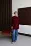 22177 Women's Comfortable Fit Slim Knitwear Basic Sweater Burgundy - 4