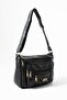 Washed Leather Crossbody Shoulder Bag Polyurethane Leather Black Model:(571-14-16F) - 3
