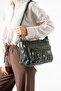 Washed Leather Crossbody Shoulder Bag Polyurethane Leather Khaki Model:(571-14-16B)