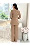 Yumoş Textured Maternity & Postpartum Comfort Pajama Set with Adjustable Waist Support, Suitable for Breastfeeding - 4