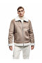 Zippered Plush Collar Winter Faux Suede Jacket with Pocket Detail