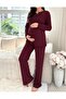 Yumoş Textured Maternity & Postpartum Comfort Pajama Set with Adjustable Waist Support, Suitable for Breastfeeding