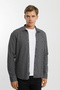 Collar Buttoned Long Sleeve Snap Fastener Cotton Lycra Men's Shirt - 4