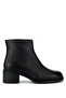 Women's Genuine Leather Black Floater Heeled Boots