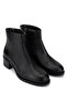 Women's Genuine Leather Black Floater Heeled Boots - 2