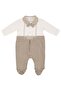 Baby Boy Ecru Brown Bow Tie and Booties Jumpsuit