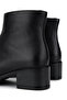 Women's Genuine Leather Black Floater Heeled Boots - 5