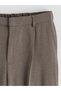Brown Wide Leg Women's Trousers with Elastic Waist - 2