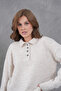 Women's Polo Neck Half Placket Button Casual Knit Sweater - 5