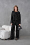 Women's Crew Neck Button Closure Ribbed Knit Jacket Pants Two-Piece Knitwear Set - 3