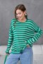 Women's Crew Neck Striped Embroidery Detail Oversized Knitwear Sweater - 5