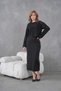 Women's Boat Neck Knit Detail Blouse Dress Two-Piece Trko Set - 5