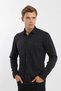 Small Collar Snap Fastener Stretch Fabric Denim Look Long Sleeve Men's Shirt Slim Fit - 4