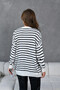 Women's Crew Neck Striped Oversize Knitwear Sweater - 8