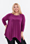 Asymmetrical Cut Flexible Stretch Fabric Long Sleeve Crew Neck Stylish Sandy Plus Size Blouse – 5012 - 5