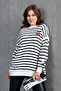Women's Crew Neck Striped Oversize Knitwear Sweater - 7