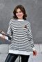 Women's Crew Neck Striped Oversize Knitwear Sweater - 4