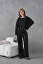 Women's Crew Neck Button Closure Ribbed Knit Jacket Pants Two-Piece Knitwear Set - 5