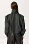 Pleated Short Suede Coat Lfn0136 Khaki - 6
