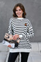 Women's Crew Neck Striped Oversize Knitwear Sweater - 3